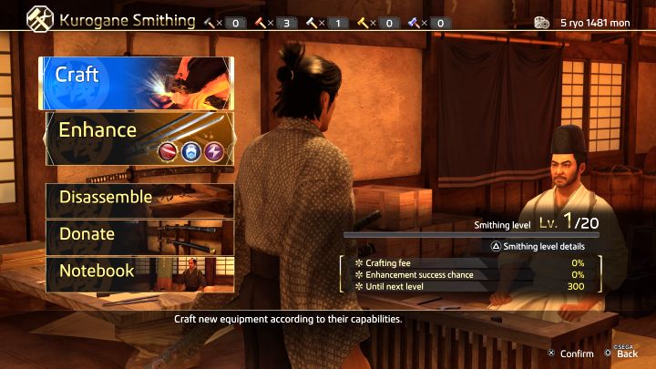 Musicie wytworzyć dzięki craftingowi wszystkich 206 elementów wyposażenia - Like a Dragon Ishin: Zaliczenie gry w 100% (Completion List) - Like a Dragon Ishin - poradnik do gry