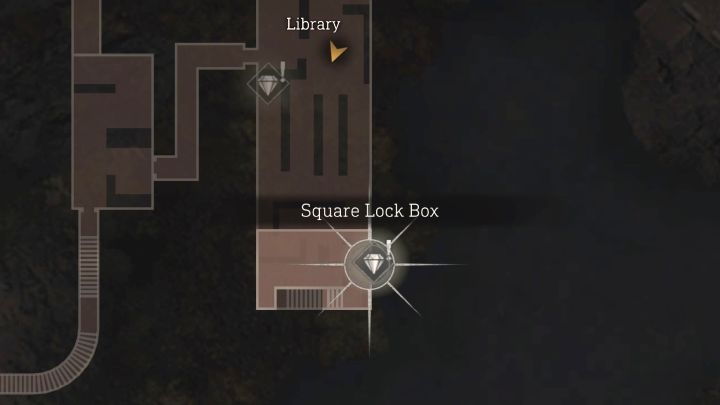 Skrytka jest na południowym krańcu biblioteki Library - Resident Evil 4 Remake: Sekrety Square Lock Box i klucz Cubic Device - Resident Evil 4 Remake - poradnik do gry