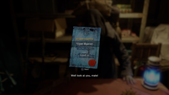 Za wykonanie zlecenia otrzymacie w nagrodę cztery spinele (x4 Spinel) - Resident Evil 4 Remake: Viper Hunter - Resident Evil 4 Remake - poradnik do gry