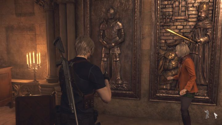 Zaliczenie zagadki polega na dopasowaniu miecza do każdego obrazu - Resident Evil 4 Remake: Zagadka z mieczami z Treasury (rozdział 7) - Resident Evil 4 Remake - poradnik do gry