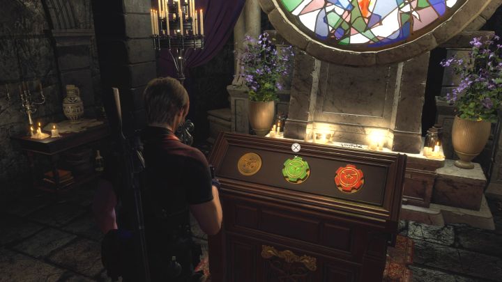 Otworzy się mechanizm z 3 pokrętłami - Resident Evil 4 Remake: Zagadka z pokrętłami Dials i witrażem w kościele (rozdział 4) - Resident Evil 4 Remake - poradnik do gry