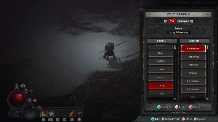 Wciśnijcie przycisk edycji (Edit) (Trójkąt / Y na padzie) - Diablo 4: Jak zmienić tytuł gracza (Player Title)? - Diablo 4 - poradnik do gry