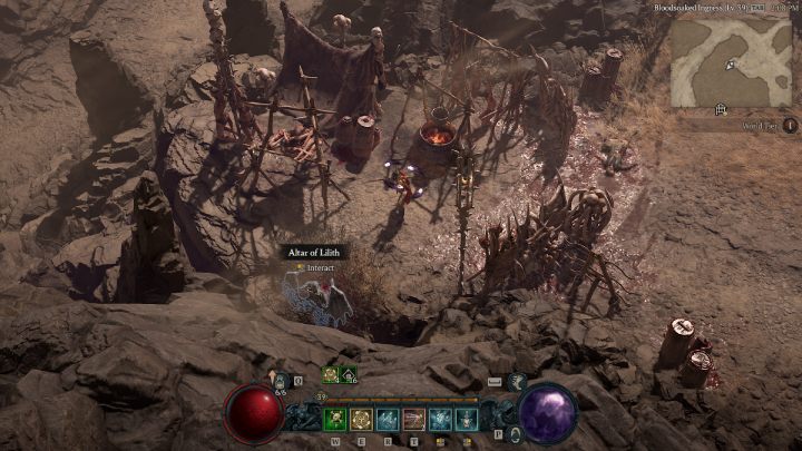 Ołtarz #14 jest blisko ścieżki prowadzącej do obszaru Untamed Scarps - Diablo 4: Ołtarze Lilit (Altars of Lilith) - Dry Steppes - Diablo 4 - poradnik do gry