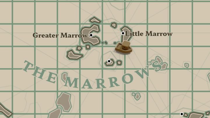 Wiadomość w butelce jest na południe od wyspy z Little Marrow w regionie The Marrows - Dredge: Wszystkie wiadomości (Messages) - Dredge - poradnik do gry