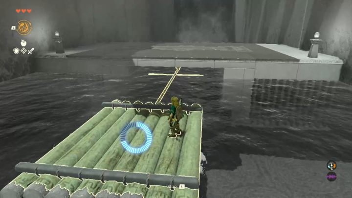 Użyjcie Recall na przepływającej tratwie i gdy zacznie się cofać, wejdźcie na nią i wyskoczcie na drugim brzegu - Zelda Tears of the Kingdom: Nachoyah Shrine - Zelda Tears of the Kingdom - poradnik do gry