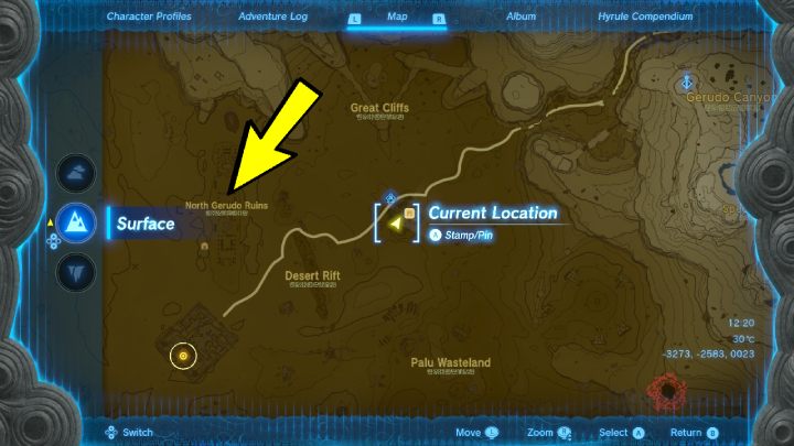 Na terenie pustyni panuje burza piaskowa, orientacja w takich warunkach będzie mocno utrudniona - Zelda TotK: Riju of Gerudo Town - opis przejścia - Zelda Tears of the Kingdom - poradnik do gry