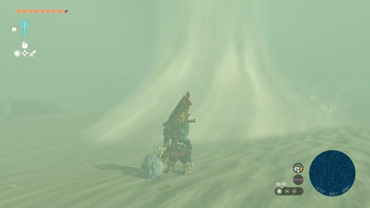 Jeśli po drodze znajdziecie wir powietrzny, wskoczcie do niego i otwórzcie paralotnię - Zelda TotK: Riju of Gerudo Town - opis przejścia - Zelda Tears of the Kingdom - poradnik do gry