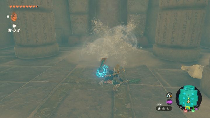 Pozbądźcie się piasku przed kamiennymi drzwiami i stańcie na przełączniku - Zelda TotK: Riju of Gerudo Town - opis przejścia - Zelda Tears of the Kingdom - poradnik do gry