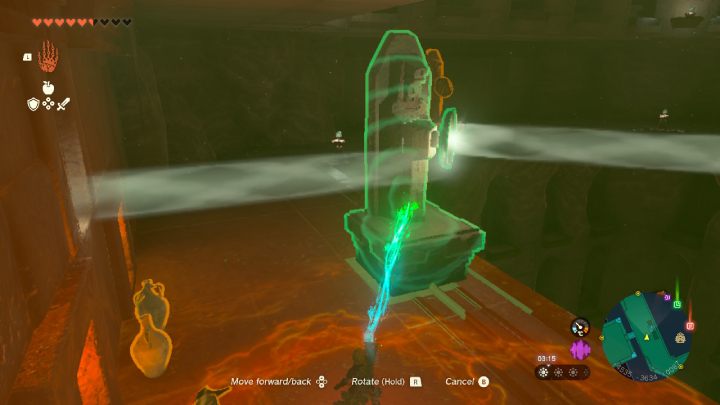 Opuśćcie pomieszczenie i przesuńcie pomnik z lustrem na środek szyn - Zelda TotK: Riju of Gerudo Town - opis przejścia - Zelda Tears of the Kingdom - poradnik do gry