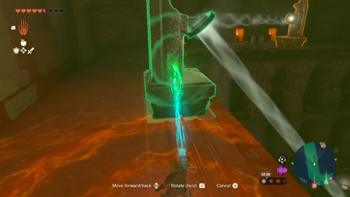 Przesuńcie pomnik stojący na południowym wschodnie i odbijcie światło w dół, na bramę prowadzącą do poziomu 3F - Zelda TotK: Riju of Gerudo Town - opis przejścia - Zelda Tears of the Kingdom - poradnik do gry