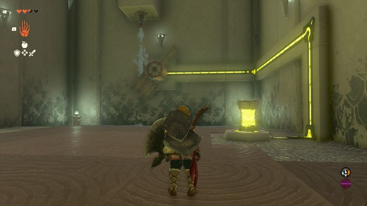 Następnie zabierzcie naładowaną baterie za pomocą Ultrahand i wróćcie do centrum lokacji - Zelda Tears of the Kingdom: Mogawak Shrine - Zelda Tears of the Kingdom - poradnik do gry