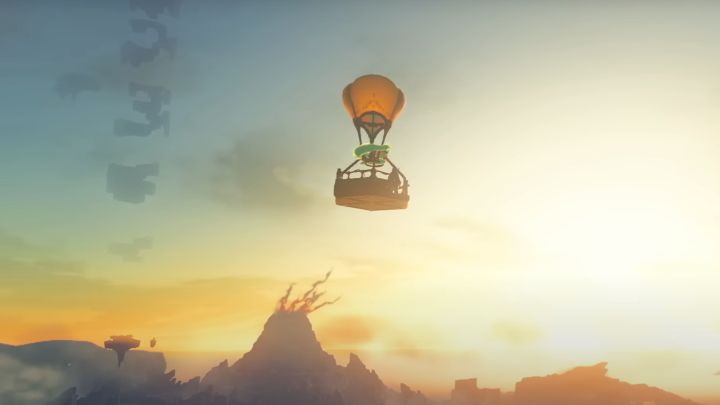 Воздушный шар, работающий от одного вентилятора, не очень быстр, но он позволяет вам подняться достаточно высоко, чтобы успешно добраться до Небесных островов - Zelda Tears of the Kingdom: Транспорт - Транспорт - Руководство по игре Zelda Tears of the Kingdom