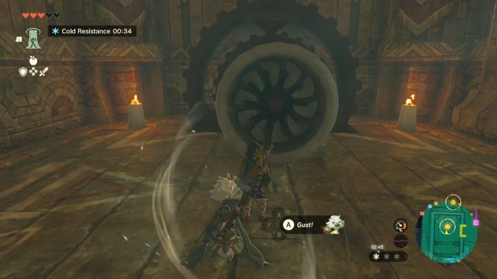 Stańcie przed turbiną i użyjcie zdolności Tulina żeby ją uruchomić - Zelda TotK: Tulin of Rito Village - opis przejścia - Zelda Tears of the Kingdom - poradnik do gry