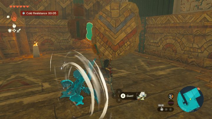 Do dźwigni przyczepcie kawałek ściany i obróćcie nią używając zdolności Tulina - Zelda TotK: Tulin of Rito Village - opis przejścia - Zelda Tears of the Kingdom - poradnik do gry