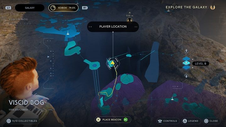 Skorzystajcie z trzech balonów w okolicy, a dostaniecie się do ostatniego w tym obszarze wpisu do bazy danych - Jedi Survivor: Grząskie Bagno - lista sekretów - Star Wars Jedi Survivor - poradnik do gry