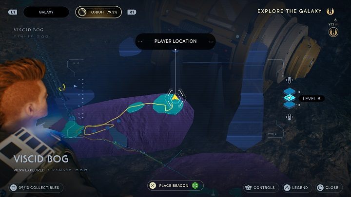 Idźcie przed siebie na wysepkę, po której kręci się duży przeciwnik - Jedi Survivor: Grząskie Bagno - lista sekretów - Star Wars Jedi Survivor - poradnik do gry