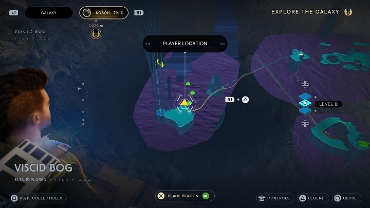 Kiedy już będziecie na lądzie, udajcie się w prawo, a zobaczycie platformę do podniesienia na bagnach - Jedi Survivor: Grząskie Bagno - lista sekretów - Star Wars Jedi Survivor - poradnik do gry