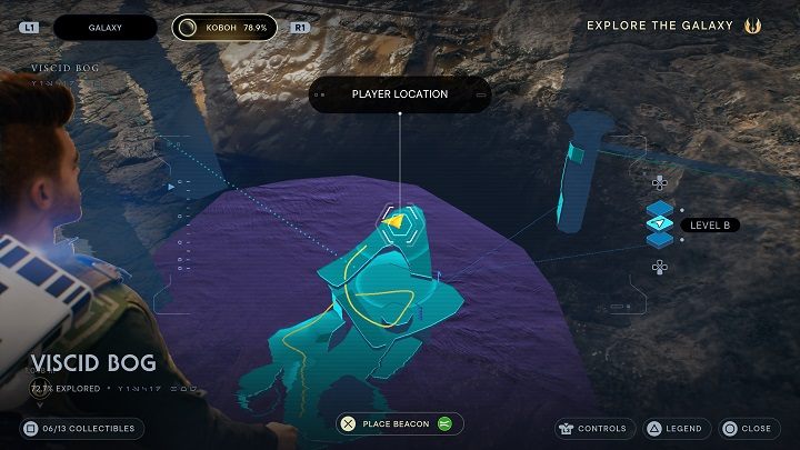 W okolicy poprzedniej znajdźki możecie zlokalizować skałę, po której można wspiąć się wyżej - Jedi Survivor: Grząskie Bagno - lista sekretów - Star Wars Jedi Survivor - poradnik do gry