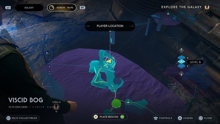 Na wprost od krzewu znajduje się echo z wpisem do bazy danych - Jedi Survivor: Grząskie Bagno - lista sekretów - Star Wars Jedi Survivor - poradnik do gry