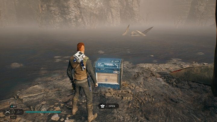 Tak jak wyżej wspomniano, obok wpisu do bazy danych jest skrzynia - Jedi Survivor: Grząskie Bagno - lista sekretów - Star Wars Jedi Survivor - poradnik do gry