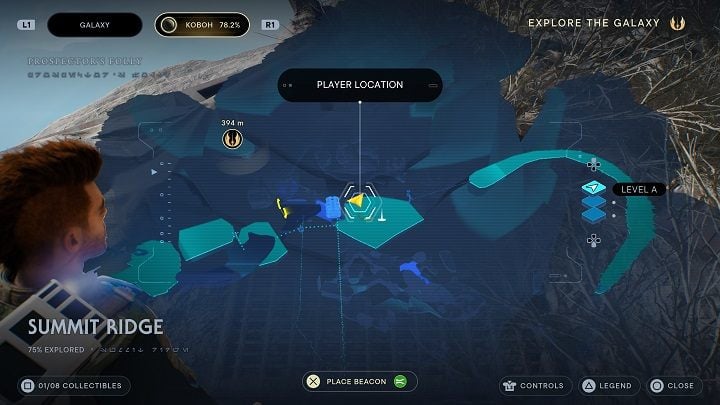 Na prawo od poprzedniej znajdźki przy samej krawędzi znajduje się wpis do bazy danych - Jedi Survivor: Grzbiet - lista sekretów - Star Wars Jedi Survivor - poradnik do gry