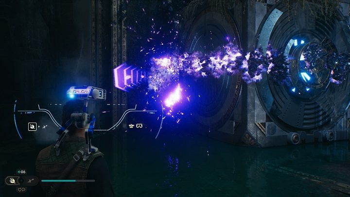 Wyżej wspomniany blok musicie wykorzystać do spalenia ciemnej narośli, niedaleko wejścia do komnaty - Jedi Survivor: Komnata Odłączenia - lista sekretów - Star Wars Jedi Survivor - poradnik do gry