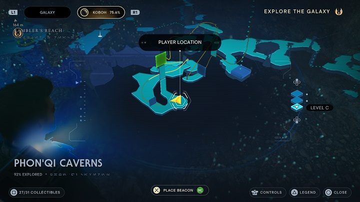 Tam znajdziecie kolejną bombę na przeciwległej ścianie - Jedi Survivor: Jaskinie PhonQi - lista sekretów (część 2) - Star Wars Jedi Survivor - poradnik do gry