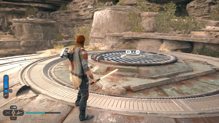 W dostaniu się na dach silosu pomoże Wam odbijanie się od pionowych ścian i doskakiwanie do ścian wspinaczkowych - Jedi Survivor: Komnata męstwa na Koboh - Star Wars Jedi Survivor - poradnik do gry