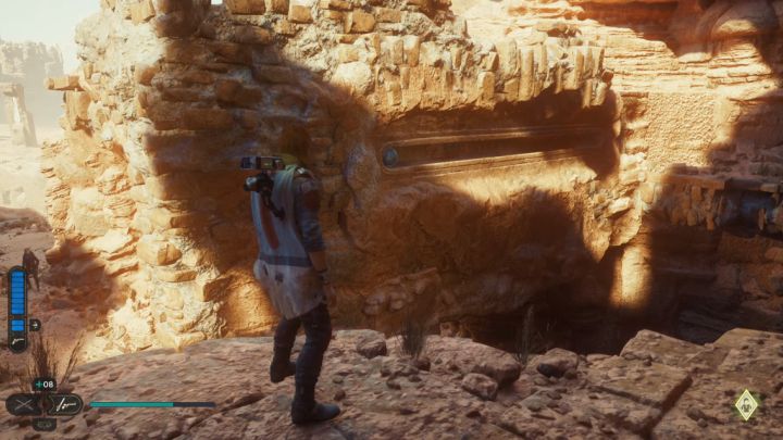 Powtórzcie początek wspinaczki z dotarciem do półki, na której stał szturmowiec - Jedi Survivor: Zagadki Ścieżki odnowy na Jedha - Star Wars Jedi Survivor - poradnik do gry