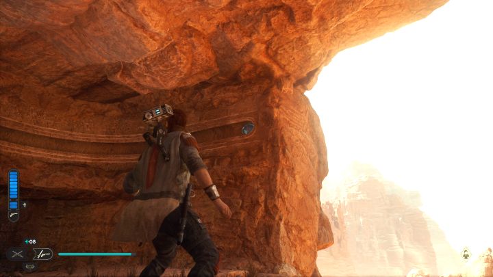 Użyjcie linki do wspinaczki do przyciągnięcia się do wyższej półki - Jedi Survivor: Zagadki Ścieżki uporu na Jedha - Star Wars Jedi Survivor - poradnik do gry