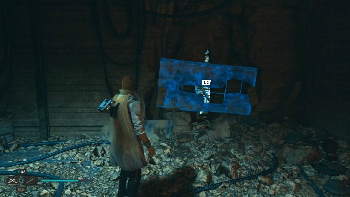 W piwnicy spotkacie droida T-1N8 (można go zrekrutować do kantyny) - Jedi Survivor: Dotarcie do Jaskiń PhonQi na Koboh - Star Wars Jedi Survivor - poradnik do gry