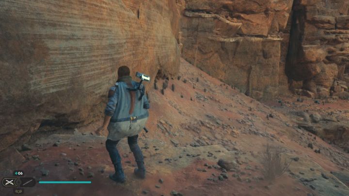 W miejscu z obrazka musicie wykonać bieg po ścianie - Jedi Survivor: Zagadka wspinaczki na Lądowisku w ruinach na Jedha - Star Wars Jedi Survivor - poradnik do gry
