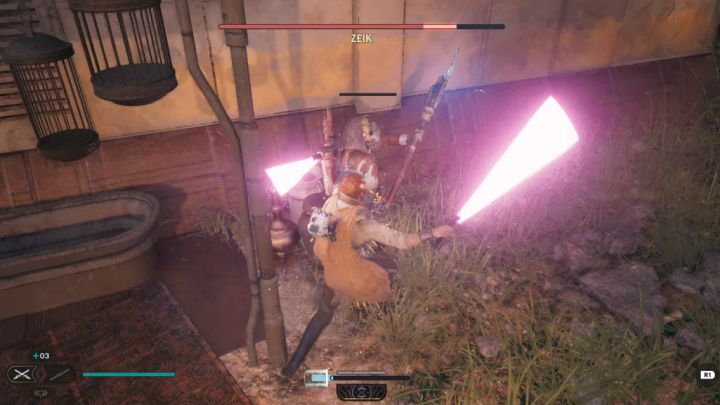 W przypadku zwykłych ataków bossa stosujcie bloki i parowania - dzięki tym drugim możecie łatwo przystępować do kontrataków - Jedi Survivor: Jak pokonać bossa Zeik? - Star Wars Jedi Survivor - poradnik do gry