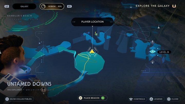 Od poprzedniej znajdźki udajcie się na lewo i zjedźcie na dół - Jedi Survivor: Nieokiełznane Zbocza - lista sekretów (część 1) - Star Wars Jedi Survivor - poradnik do gry