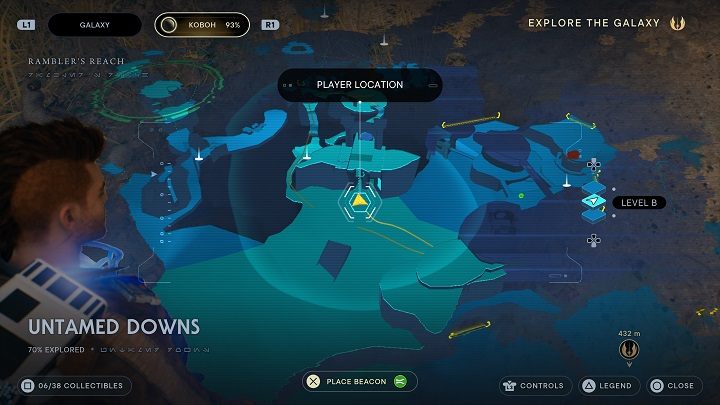 Naprzeciw poprzedniej znajdźki jest sterta kamieni przysłaniająca odłamek Priorytu - Jedi Survivor: Nieokiełznane Zbocza - lista sekretów (część 1) - Star Wars Jedi Survivor - poradnik do gry