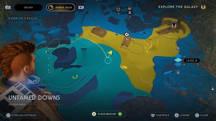 Wyjdźcie z jaskini i udajcie się w lewo, w stronę latającego stworzenia - Jedi Survivor: Nieokiełznane Zbocza - lista sekretów (część 1) - Star Wars Jedi Survivor - poradnik do gry