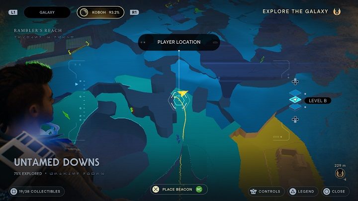 Na dole znajduje się skrzynia, którą otworzycie strzelając w bezpiecznik znajdujący się na wprost za nią - Jedi Survivor: Nieokiełznane Zbocza - lista sekretów (część 1) - Star Wars Jedi Survivor - poradnik do gry