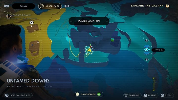 Za skałą, na której był odłamek Priorytu, jest echo z wpisem do bazy danych - Jedi Survivor: Nieokiełznane Zbocza - lista sekretów (część 1) - Star Wars Jedi Survivor - poradnik do gry