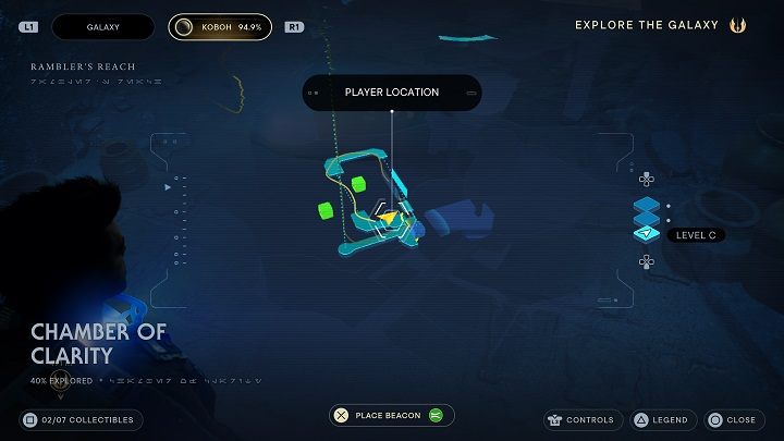 Od poprzedniej znajdźki udajcie się na lewo - Jedi Survivor: Komnata Jasności - lista sekretów - Star Wars Jedi Survivor - poradnik do gry