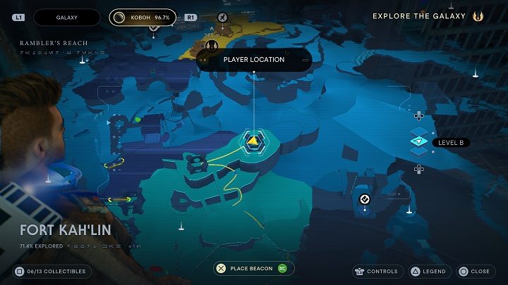 Naprzeciw omawianego wyżej budynku znajduje się drugi, ze szczeliną w drzwiach - Jedi Survivor: Fort KahLin - lista sekretów - Star Wars Jedi Survivor - poradnik do gry