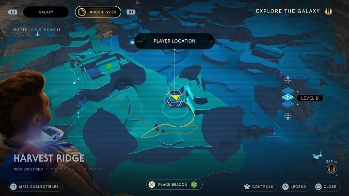 Przebiegnijcie po ścianie i skierujcie się do krawędzi po lewej - Jedi Survivor: Grzbiet Żniwiarzy - lista sekretów - Star Wars Jedi Survivor - poradnik do gry