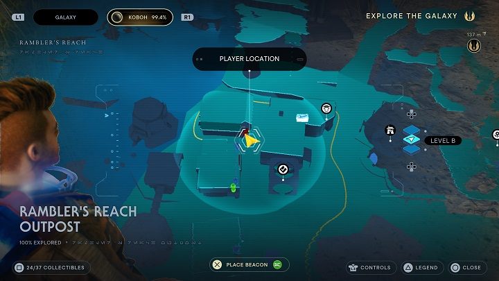 Wracajcie do najbardziej zabudowanej części i udajcie do budynku sąsiadującego z obszarem Kamieniołom Myśliwego - Jedi Survivor: Placówka Azyl Wędrowca - lista sekretów (część 2) - Star Wars Jedi Survivor - poradnik do gry