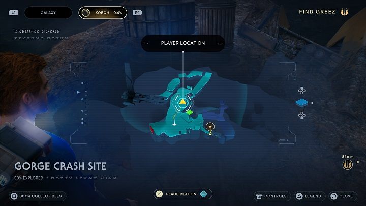 Pierwsza baza danych jest stosunkowo blisko punktu startowego - Jedi Survivor: Miejsce katastrofy w Przekopie - lista sekretów - Star Wars Jedi Survivor - poradnik do gry