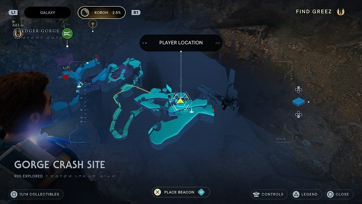 Niemal naprzeciwko windy znajduje się kolejna roślina, którą możecie zniszczyć i otrzymać w ten sposób nasiona - Jedi Survivor: Miejsce katastrofy w Przekopie - lista sekretów - Star Wars Jedi Survivor - poradnik do gry