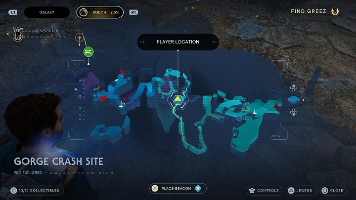 Po wyjściu z ciemnego tunelu, od razu naprzeciwko szczeliny, z której wyszliście, znajdziecie kolejną torebkę nasienną - Jedi Survivor: Miejsce katastrofy w Przekopie - lista sekretów - Star Wars Jedi Survivor - poradnik do gry