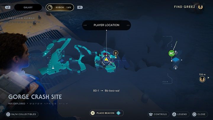 Następna znajdźka jest stosunkowo daleko od poprzedniej - Jedi Survivor: Miejsce katastrofy w Przekopie - lista sekretów - Star Wars Jedi Survivor - poradnik do gry