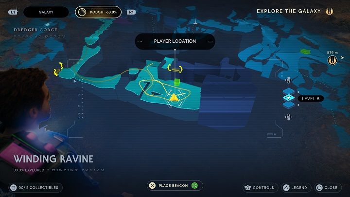 Po znalezieniu się w nowym obszarze, będziecie mogli udać się na lewo lub w prawo - Jedi Survivor: Kręty Wąwóz - lista sekretów - Star Wars Jedi Survivor - poradnik do gry