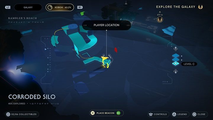 Kawałeczek dalej znajdziecie skrzynię zawierającą element kosmetyczny - Jedi Survivor: Skorodowany Silos - lista sekretów - Star Wars Jedi Survivor - poradnik do gry