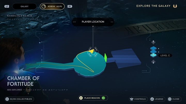 W lewej części pierwszej komnaty niedaleko ściany znajdziecie jedyny skarb z tego obszaru - Jedi Survivor: Komnata Męstwa - lista sekretów - Star Wars Jedi Survivor - poradnik do gry