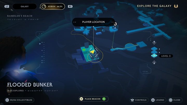 Na prawo od wejścia znajduje się pierwszy skarb - Jedi Survivor: Zalany Bunkier - lista sekretów - Star Wars Jedi Survivor - poradnik do gry